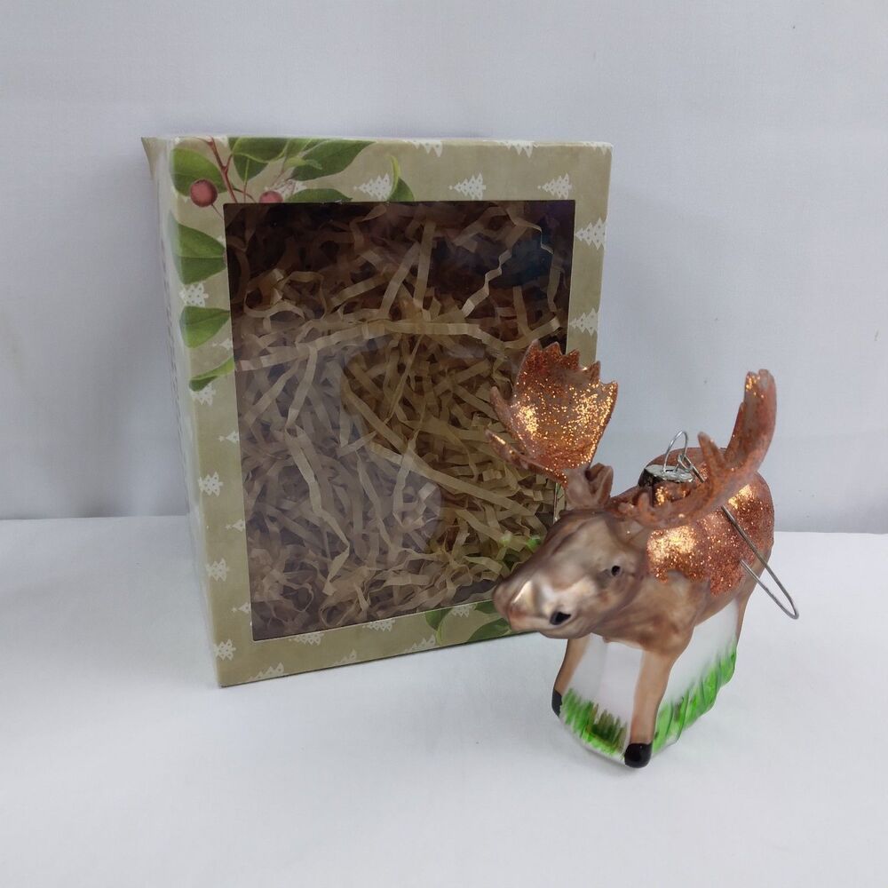 Ragon House 4" Painted Glass Moose Christmas Ornament
